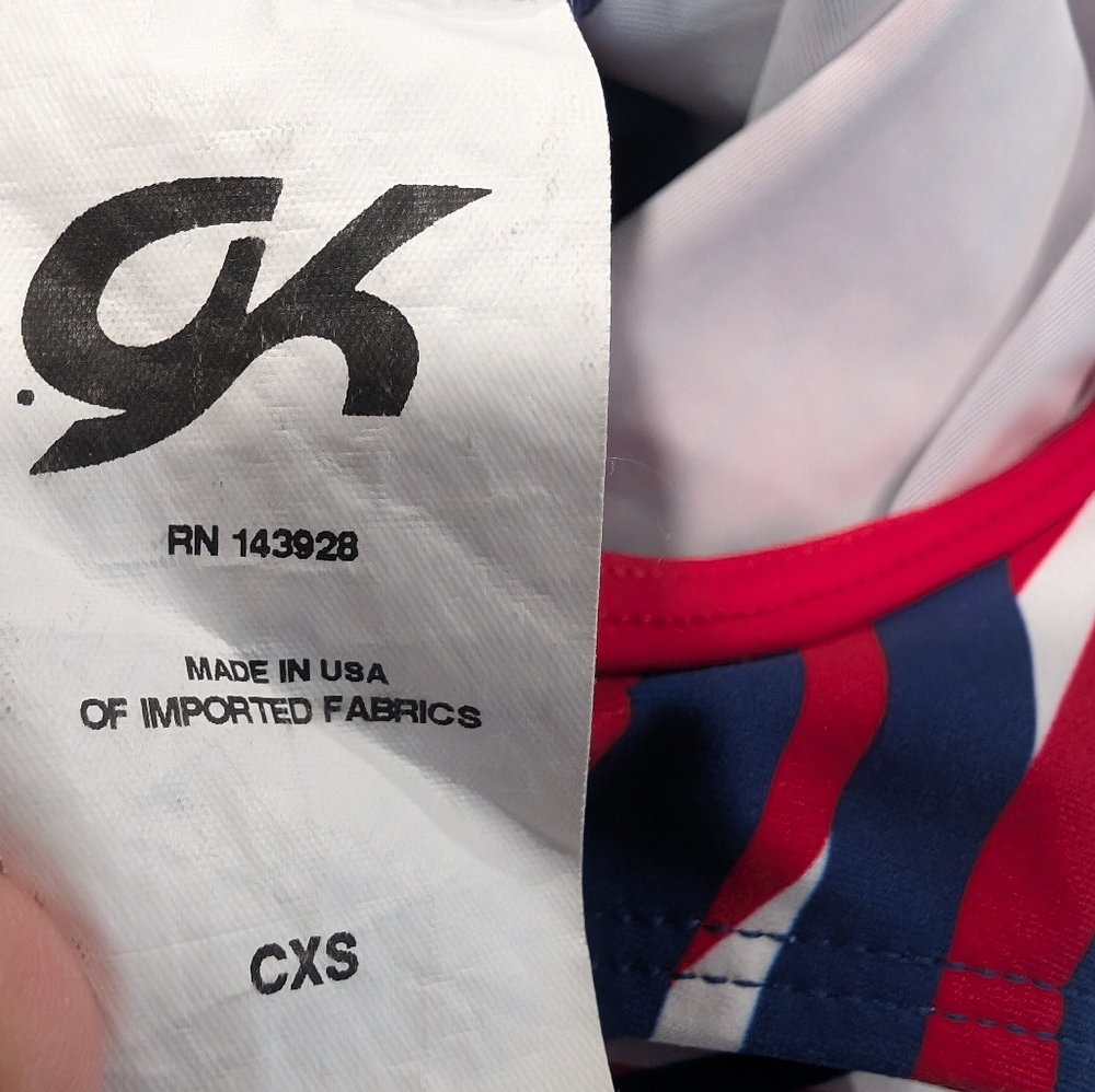 PATRIOTIC GK ELITE Gymnastics Dance  Leotard CXS Extra Small White Blue STRAPPY - Picture 3 of 4